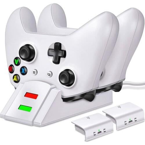 Controller Charger for Xbox One Series Wireless Gamepads 2x1200mAh Rechargeable Battery Packs for Xbox One/One S/One X/One Elite