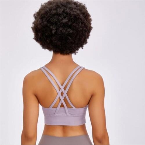 Women Back Cross Padded Fitness Bra Workout Crop Top Push Up Sport bra WirelessYoga vest Gym Bras Breathable