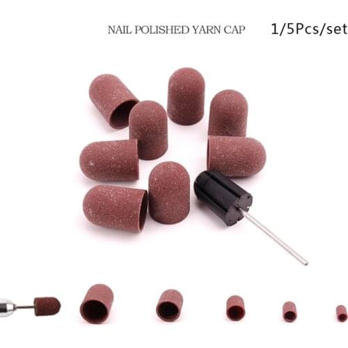 1PCS/5pcs Nail Sanding Caps Rubber Grip Pedicure Polishing Sand Block Electric Drill Accessories Bit Manicure Tools New