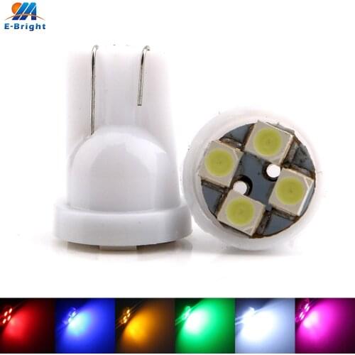 10pcs DC12V 194 168 W5W T10 1210 4 SMD LED Bulbs License Plate Dome Reading Indicator Clearance Lights White Red Blue Green Pink