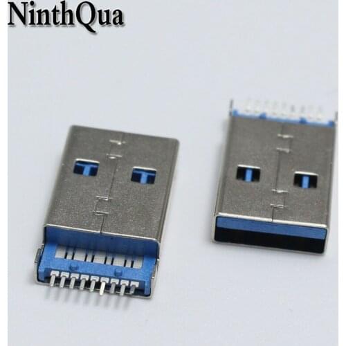 2pcs USB Type A Male Plug Connector Shenboard 180 Degrees 9 Pin Plugs DIY Terminals Connectors