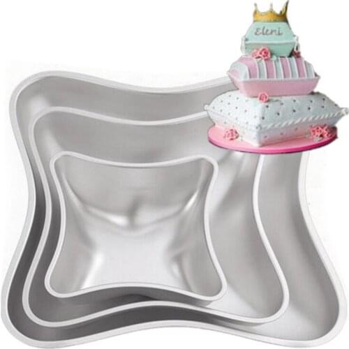 3 Pieces Aluminum Cake Mold Set Pillow Cake Baking Pan Anodized Aluminum Moulds
