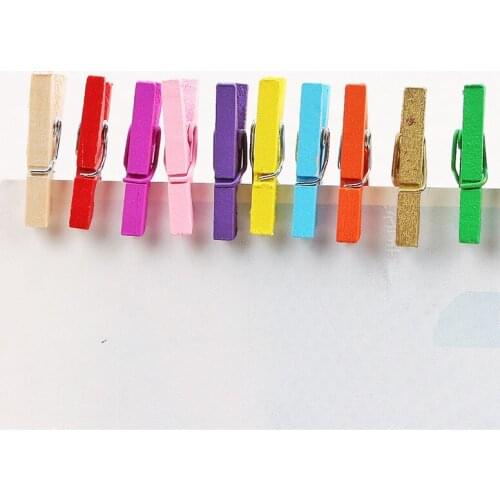 50-200Pcs Color 2.5cm Small Wooden Clips DIY Craft Arts Party Decor Cute Mini Spring Clamps For Memo Paper Bookmark Photo Clips