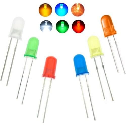 5000PCS 5mm LED F5 Diode Light Diffused Assorted NEW Orange Green Blue White Yellow Red Round DIP Light-Emitting Lamp Light
