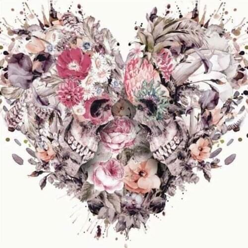 Love Shaped Skull Diamond Painting 25*25cm DIY Full Drill Embroidery Cross Stitch Craft Kit Rhinestone Diamond Pait Home Decor 1