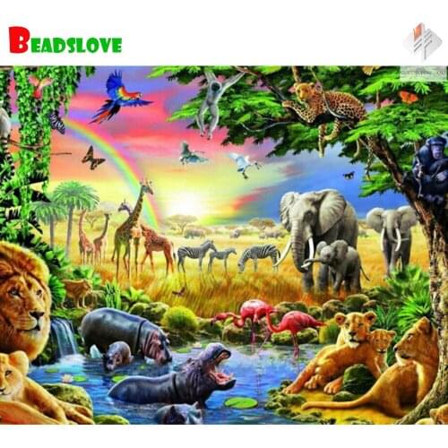 5D Diy Diamond Painting forest hippo giraffe elephant Stitch Cross,full Diamond Embroidery 5d Diamond Mosaic Decoration