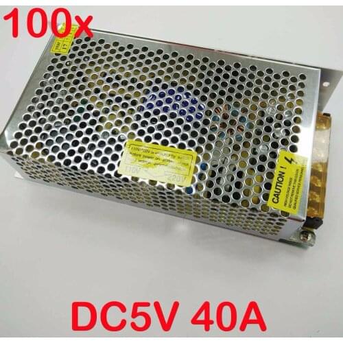 FREE DHL 100pcs/lot DC5V 40A 200W Switching Power Supply transformer, Input AC110~240V ,2 years warranty