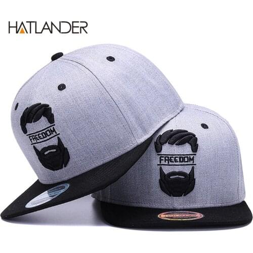 HATLANDER Original snapback cap men flat brim bone baseball caps embroidery mustache mens hat youth street ware cool hip hop cap