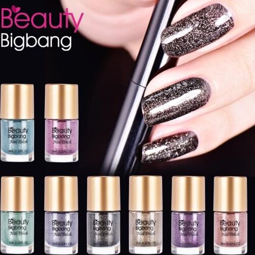 BEAUTYBIGBANG 9ML Crystal Pearl Diamonds Nail Polish Shiny Glitter Nail Lacquer Varnish Polish Manicure Nail Art Decoration