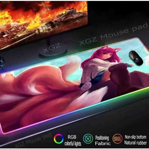 Mairuige Anime Red Tail Cute Girl Custom Large RGB Mouse Pad Black Delicate Lock Computer Desk Mat Rubber Slip for Lol Dota