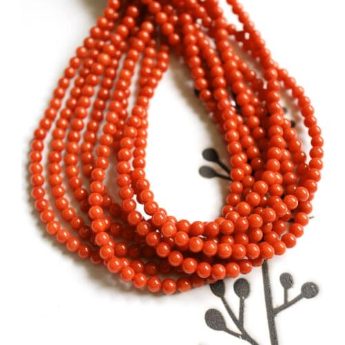 15"/38cm wholesale natural dyed Italian sardine red coral 4mm loose beads jewelry making DIY for women