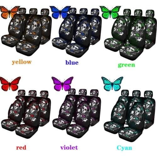 1 / 2 / 7pcs car seat cover universal 3D Santa muertay pattern car seat cover protective cushion cushion set