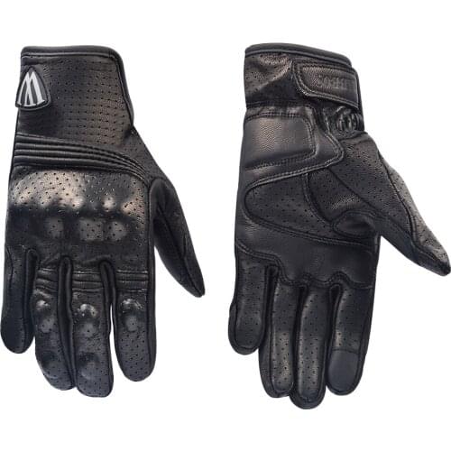 Willbros Black Leather Gloves Motorcycle Rally Dirt Bike Cycling Riding Summer Glove Mens