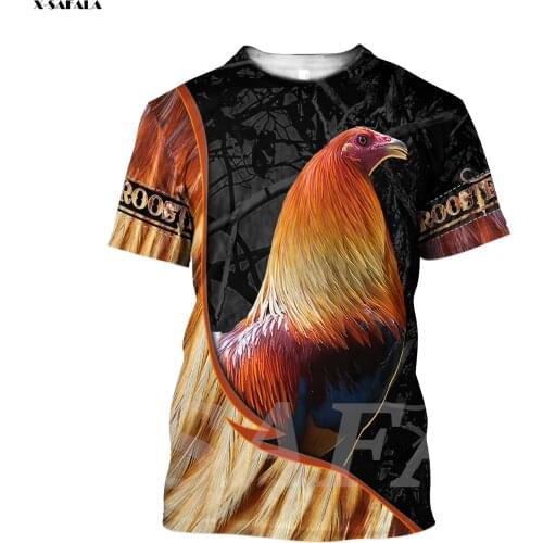 American Game Rooster Flag 3D Fashion Over Printed Round Neck Short Sleeve 3 T-shirt Men Female Harajuku Casual Tee Summer