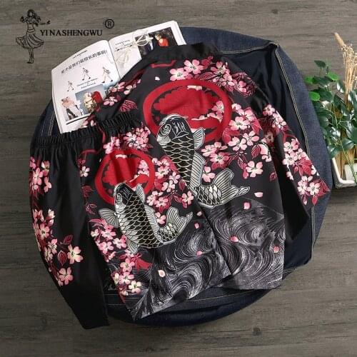 Kimono Cardigan Men Yukata Women Men Japanese Kimono Traditional Top and Pants Sets Kimonos Femme Summer Beach Thin Casual Shirt