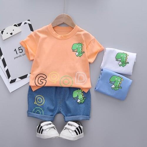 2pcs Baby Boys/Girls Clothing Set Cute Summer T-Shirt Cartoon Dinosaur Children Outwear Shorts Suits Kids Outfit Childrens Wear