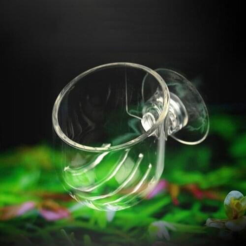 Aquarium Small Transparent Acrylic Pot Red Worm Floating Cup Feeder with Suction Cup Hanging Fish Tank Feeding Food Container