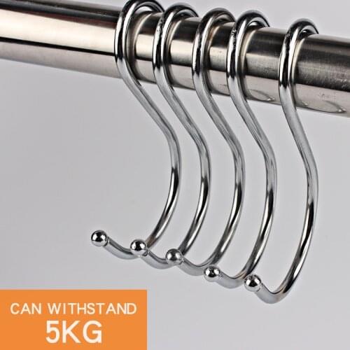 5Pcs Stainless Steel S-Shaped Hooks Powerful Stainless Steel S Shaped Hanger Hook Kitchen Bathroom Clothing Hanger Hooks