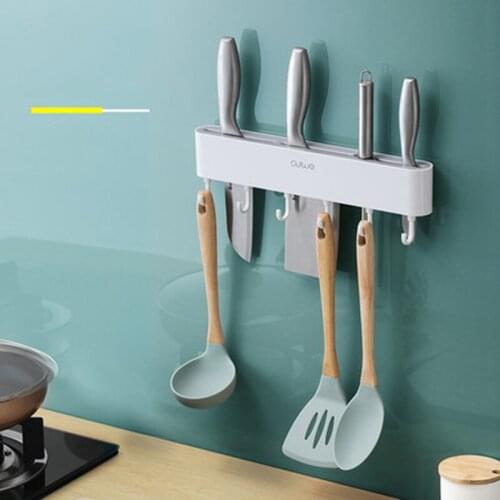 Kitchen Accessories Wall-Mounted Knife Holder Cocina Multifunctional Kitchen Supplies Punch-Free Household Knife Storage Rack