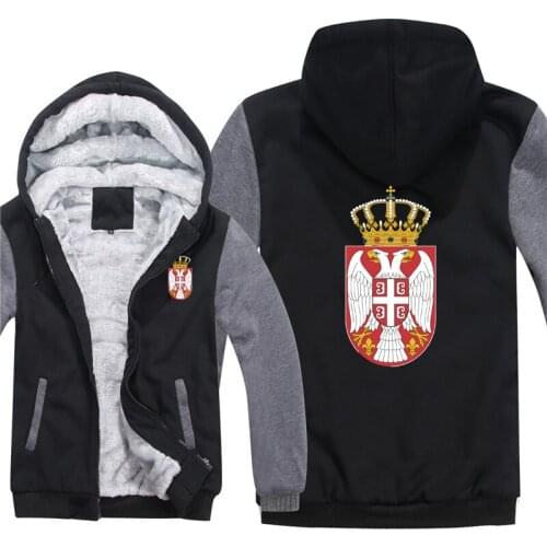 The Coat Of Arms Of Serbia Hoodies Men Cool Coat Thicken Country Flag Serbia Sweatshirt Mans Jacket Hoody