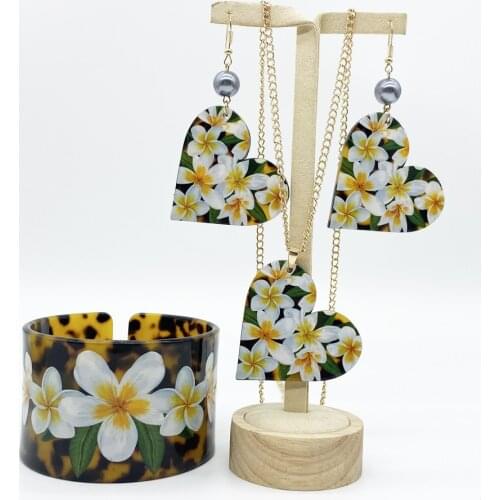 MYSTIC Newest Fashion Flowers Bangle Necklace Earring Jewelry Set For Pacific Islands Peoples Trendy Styles