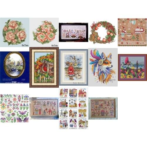 Flowers and fox counted cross stitch package flower aida 22ct 25ct 18ct 14ct 11ct black cloth people kit embroidery