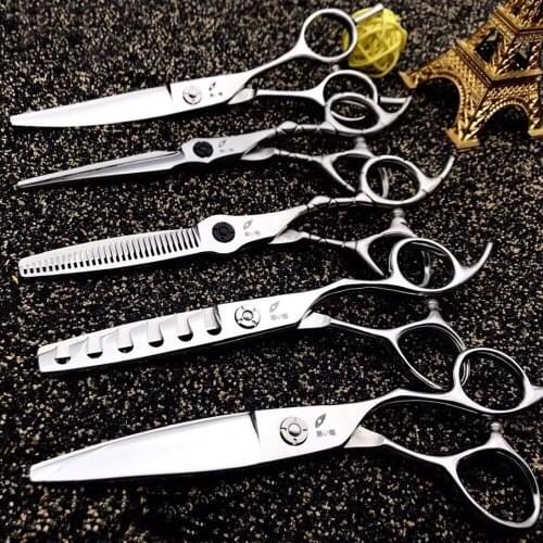 6 Professional Hair Salon Structure Scissors Set Cutting Barber Haircut Thinning Shear Scissors Hairdressing Hair Tools Scissors