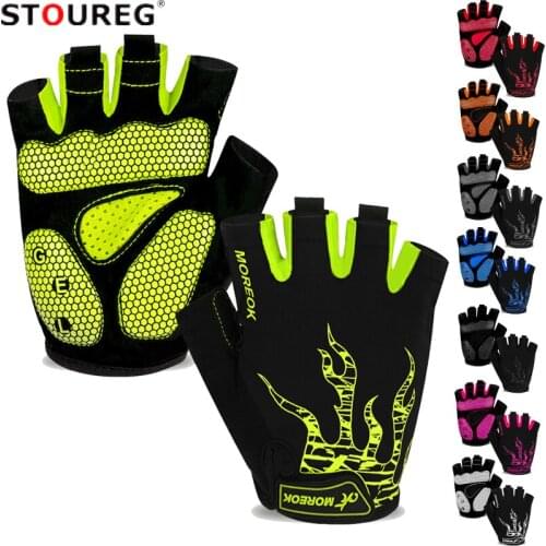 One Pair Cycling Half-Finger Gloves Anti Slip Outdoor Sport Sun Protection Cycling Gloves Mesh Fabric Sport Bicycle Accessories