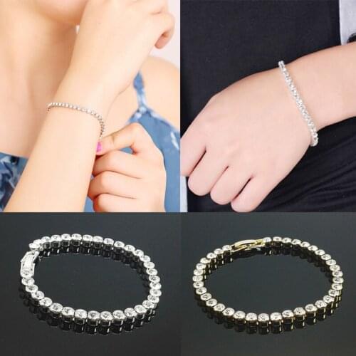 Clear Crystal Tennis Bracelet Women Men Rhinestone Bracelets Cubic Zirconia Hand Jewelry For Party Wedding Hip Pop