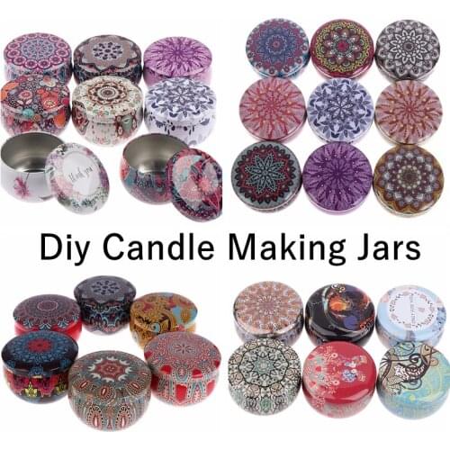 Retro Luxury Candle Jars Holder Storage Case Empty Tin Box Round Container with Lid Small Diy Candle Making Wedding Sweet Gifts