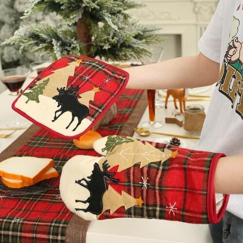 Christmas Decoration Applique Insulation Gloves Heated Microwave Gloves Mat