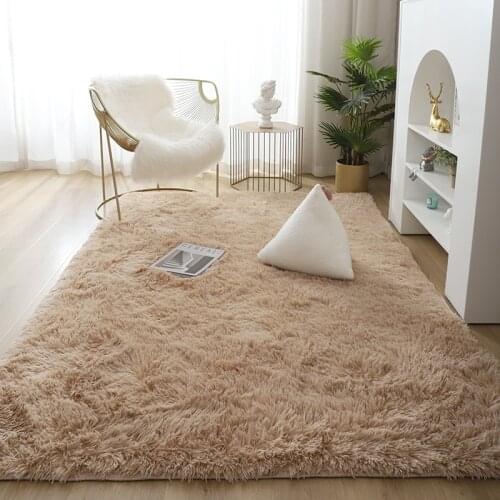 Silky Carpets For Living Room Simple Balcony Bedroom Bedside Coffee Table Lounge Rug Home Decor European-Style Furry Floor Mat