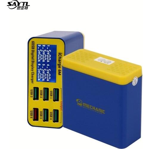 MECHANIC iCharge 6M QC 3.0 USB Smart Charge Support Fast-charging With LCD Digital Display Multi-Port Charger For Tablet Phone