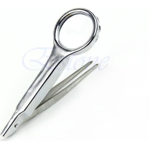 4X Magnifying Diamond Magnifier Eye Glass Tweezer Clip Loupe Tool Kit