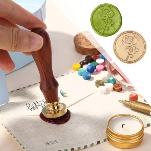 Wax Seal Stamp Vintage Round Romantic Rose Sealing Wax Invitations Scrapbooking Stamp Head DIY Envelope Tools Seal Replace Head