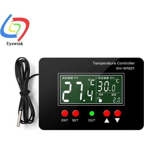 XH-W1621 DC12V/AC220V Digital Thermostat PID Constant Temperature Controller for Incubation Heating Plate with LCD Display