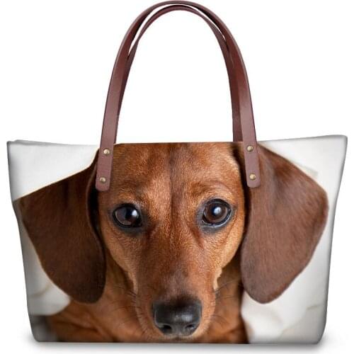 Noisydesigns Women Handbag PU Women Bag Large Capacity Tote Bag Big Ladies Shoulder Bags Dachshund Dog Shopper Bolsas Feminina