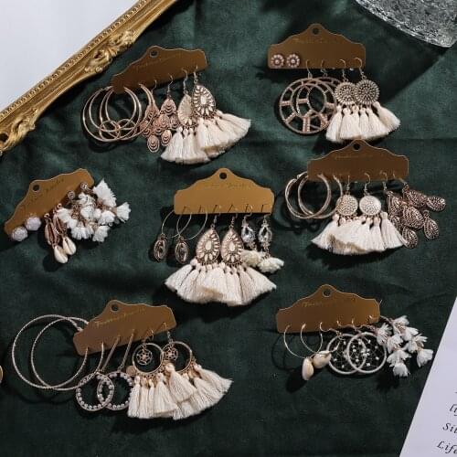 Sundry Gypsy Boho Drop Earrings Sets for Women Female Girls Fashion 2020 Winter Eardrop Danglers Jewelry Accessories Gift