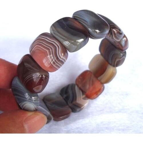 Natural Botswana Agate Oval Shape Beads 15*20mm Stretch Bracelet Women Jewelry Accessories Weddings Parties Birthday Gift