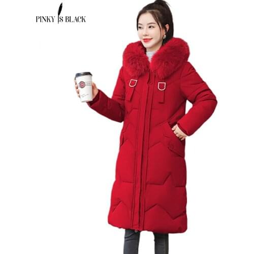 PinkyIsBlack Snow Wear Long Jacket Winter Parka Coat Women Casual Fur Hooded Winter Jacket Women Plus Size 5XL Female Outwear