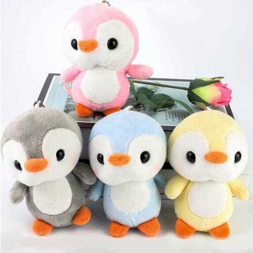 1Pc 10cm Cute Penguin Doll KeyChain Grey Sitting Plush Stuffed Toys Bouquet Gift Plush Toy Girl Xmas Stuffed Cat Doll Gift