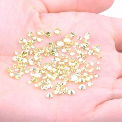 100pcs 1mm-4mm 5A And Mixed Sizes Round Beads Cut CZ Stone Brilliant Light Yellow Color Cubic Zirconia Synthetic Gems stone
