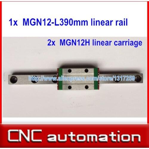12mm linear guide MGN12 L 390mm linear rail with 2pcs MGN12H linear carriages block for CNC DIY and 3D printer XYZ cnc