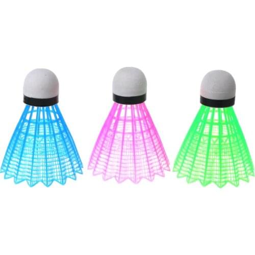 3pcs LED Luminous Badminton Dark Night Colored Plastic Foam Glowing Shuttlecocks U7EF