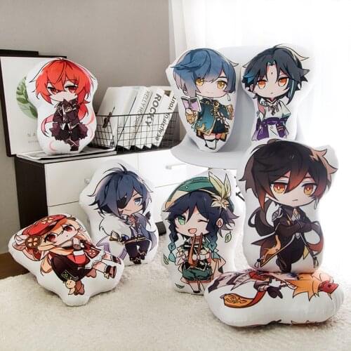 45CM Genshin Impact Project Cartoons Anime Game Peripheral Sofa Cushion Pillow Diluc Barbatos Klee Zhong Li Stuffed Plush Doll