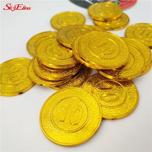 50/100pcs Pirates Gold Coin Plastic Game Coin For Kid Party Prop Gold Treasure Coins For Halloween Christmas Party Decoration 5Z