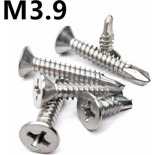 50pcs M3.9x13/16/19/25/32mm GB15856.2 304 Stainless steel Cross Recessed Countersunk Head Drill Tail Self-Drilling Screws