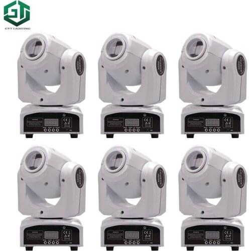 6pcs/lot 60W RGBW Spot LED Moving Head Stage Light DMX Disco DJ Party Xmas 60w Beam Lighting white color shell