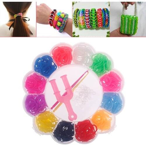 600pcs Colorful Rubber Loom Bands Weave Elastic Make Bracelet Tool DIY set Kit Box Girls Gift Kids Toys for Children