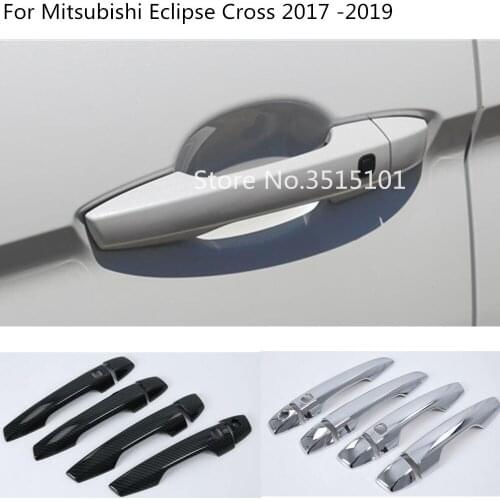 Car Styling Stick Frame Trim ABS Chrome/Carbon Fibre Door Armrest Handle 8pcs For Mitsubishi Eclipse Cross 2017 2018 2019 2020